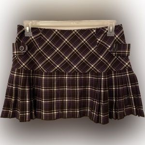 Vintage Y2K purple brown pink Plaid pleated Mini Skirt No Boundaries juniors 9